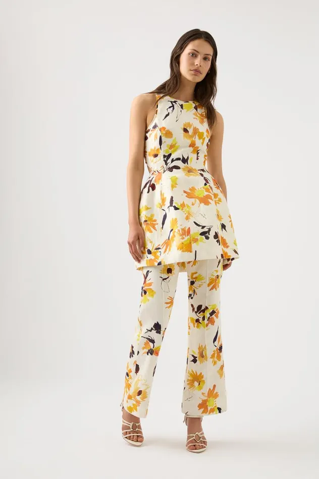 Aje Dresses Tulip Cut Out Mini Dress Pressed Sunflowers 8211 Women Aje Dresses Tulip Cut Out Mini Dress Pressed Sunflowers 8211 Women