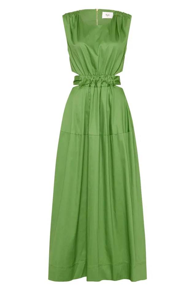 Aje Dresses Zorina Tie Midi Dress Fern Green 8211 Women Aje Dresses Zorina Tie Midi Dress Fern Green 8211 Women