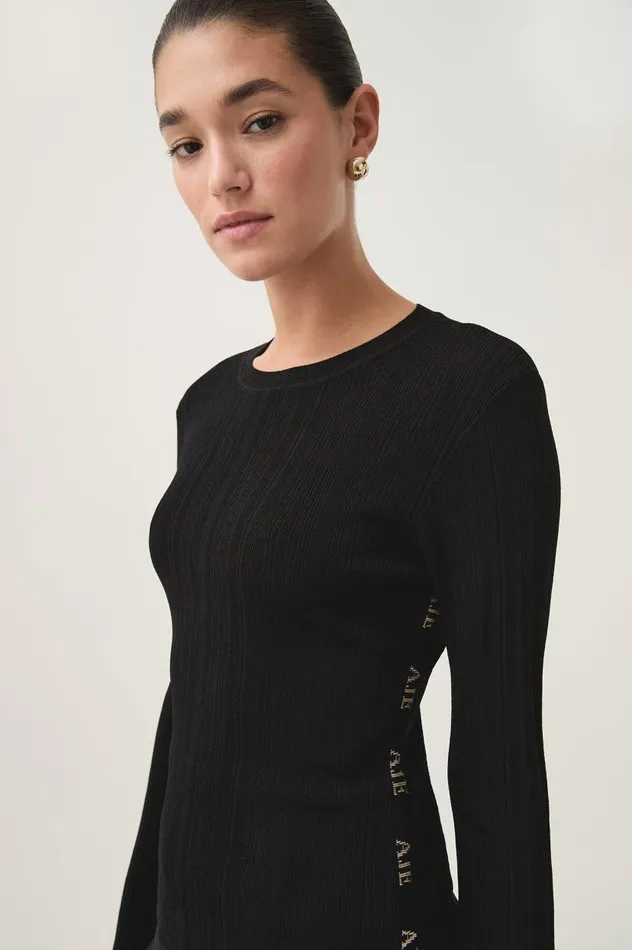 Aje Knitwear and Jumpers Mualla Long Sleeve Top Black 8211 Women