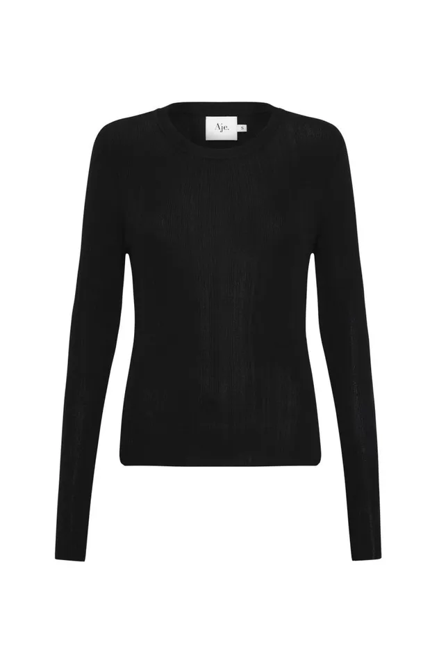 Aje Knitwear and Jumpers Mualla Long Sleeve Top Black 8211 Women Aje Knitwear and Jumpers Mualla Long Sleeve Top Black 8211 Women
