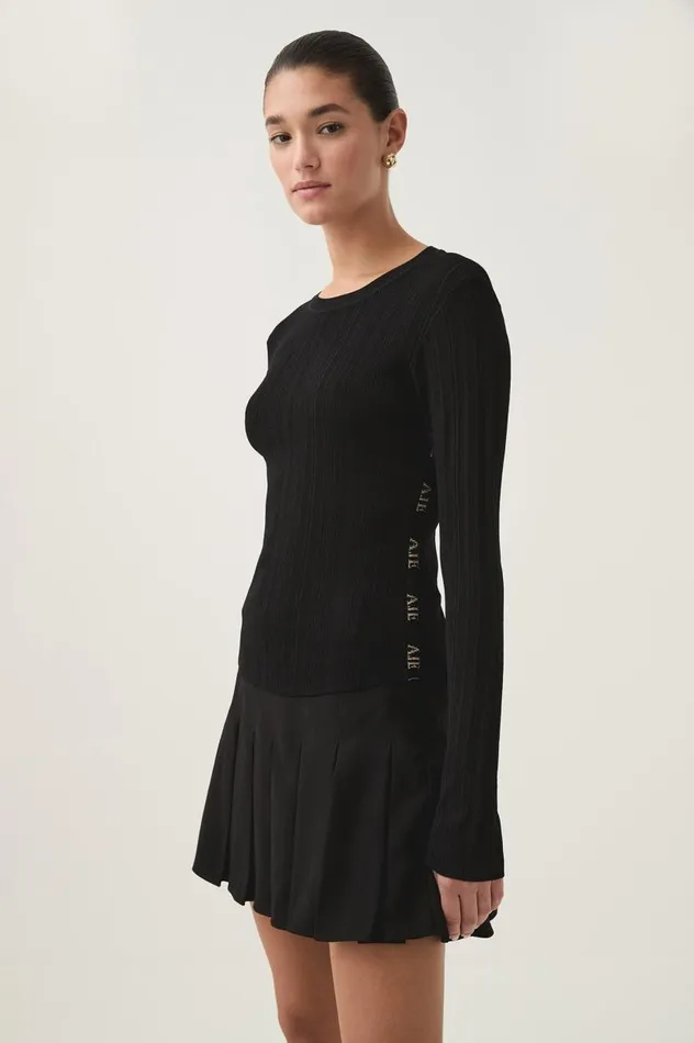 Aje Knitwear and Jumpers Mualla Long Sleeve Top Black 8211 Women Aje Knitwear and Jumpers Mualla Long Sleeve Top Black 8211 Women