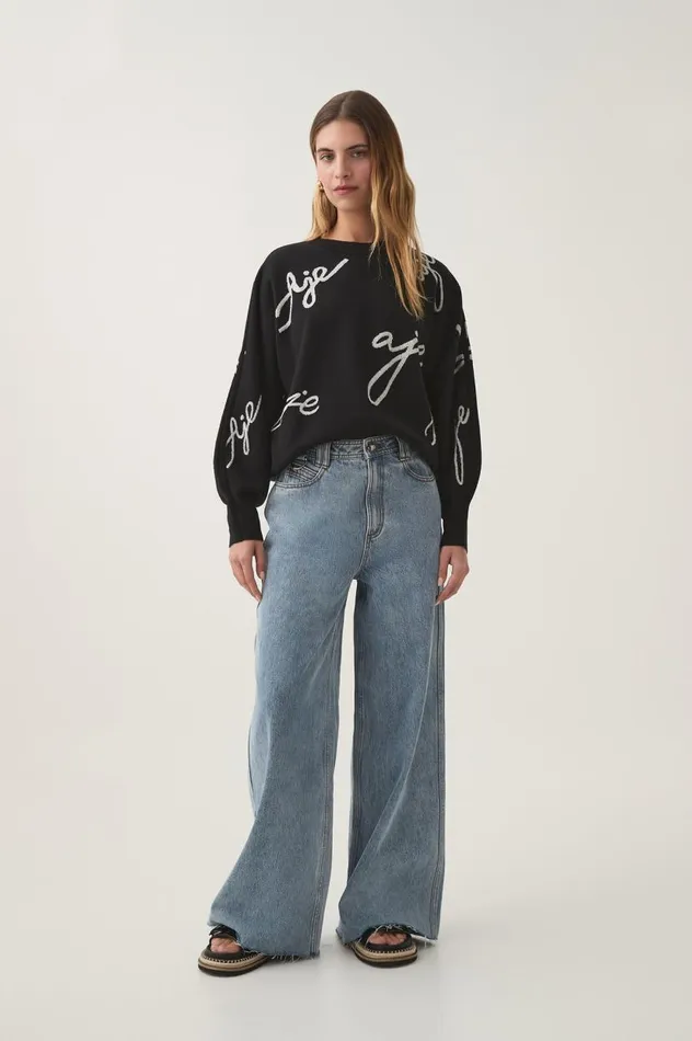Aje Knitwear and Jumpers Resemblance Logo Knit Blackivory 8211 Women