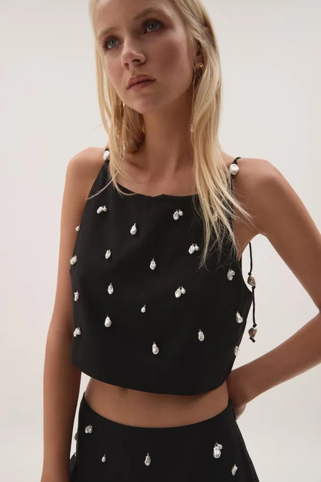 Aje Matching Sets Akoya Crop Top Black 8211 Women