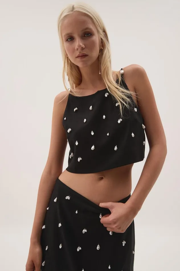 Aje Matching Sets Akoya Crop Top Black 8211 Women Aje Matching Sets Akoya Crop Top Black 8211 Women