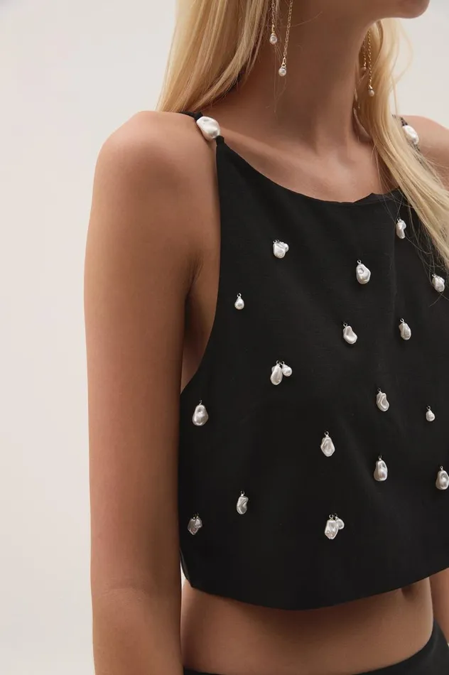 Aje Matching Sets Akoya Crop Top Black 8211 Women Aje Matching Sets Akoya Crop Top Black 8211 Women