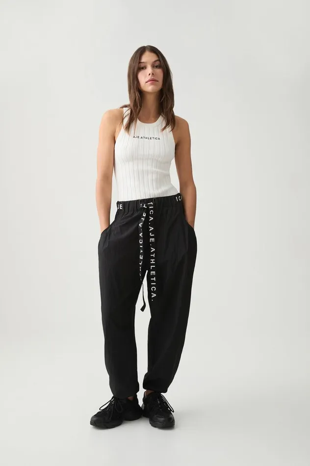 Aje Pants Belted Windbreaker Pant 502 Black 8211 Women