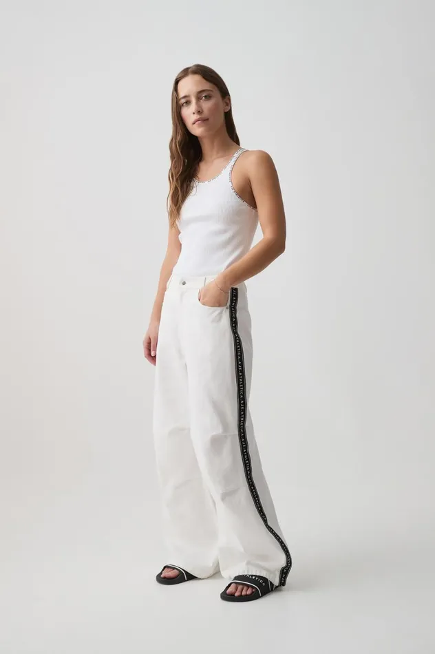 Aje Pants Logo Tape Twill Jean 519 White 8211 Women