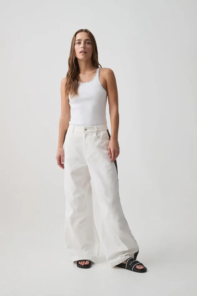 Aje Pants Logo Tape Twill Jean 519 White 8211 Women Aje Pants Logo Tape Twill Jean 519 White 8211 Women