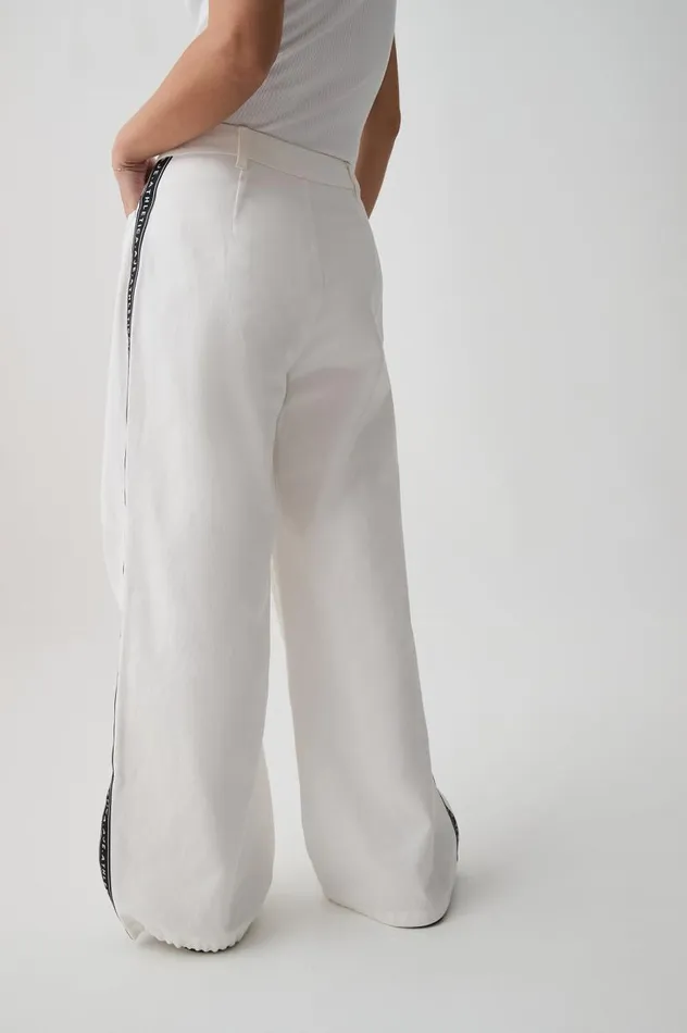 Aje Pants Logo Tape Twill Jean 519 White 8211 Women Aje Pants Logo Tape Twill Jean 519 White 8211 Women