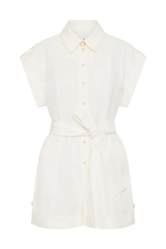 Aje Playsuits and Jumpsuits Calista Linen Playsuit Ivory 8211 Women Aje Playsuits and Jumpsuits Calista Linen Playsuit Ivory 8211 Women