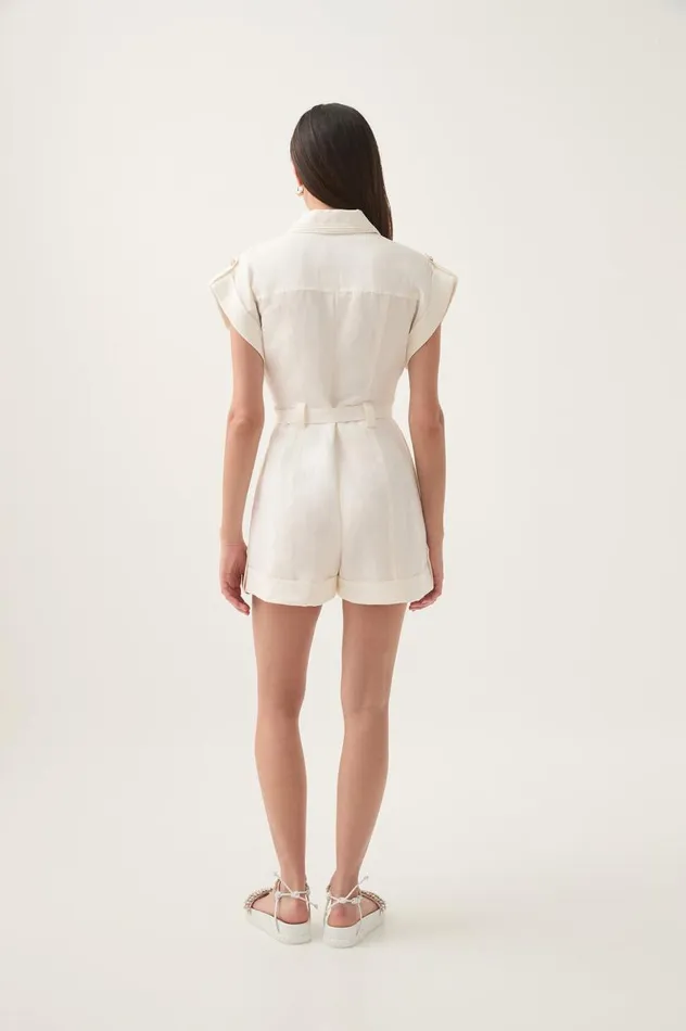Aje Playsuits and Jumpsuits Calista Linen Playsuit Ivory 8211 Women Aje Playsuits and Jumpsuits Calista Linen Playsuit Ivory 8211 Women