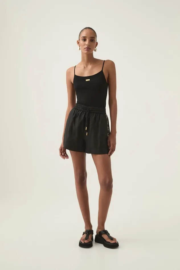 Aje Shorts Imogen Logo Linen Short Black 8211 Women Aje Shorts Imogen Logo Linen Short Black 8211 Women