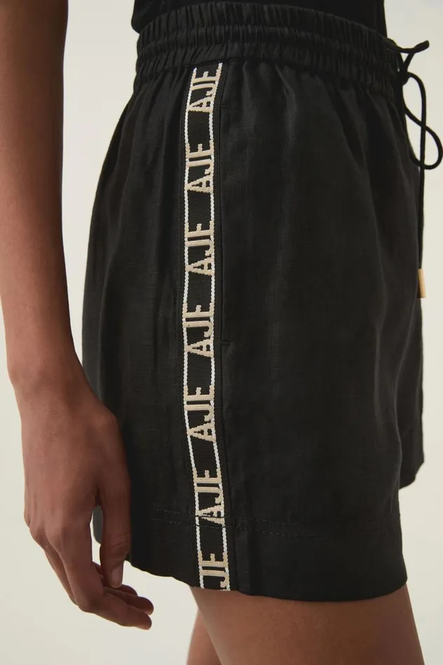 Aje Shorts Imogen Logo Linen Short Black 8211 Women Aje Shorts Imogen Logo Linen Short Black 8211 Women