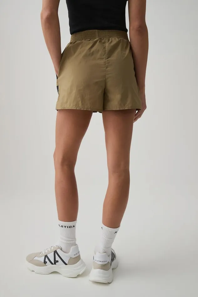 Aje Shorts Logo Tape Spray Short 603 Soft Khaki 8211 Women Aje Shorts Logo Tape Spray Short 603 Soft Khaki 8211 Women