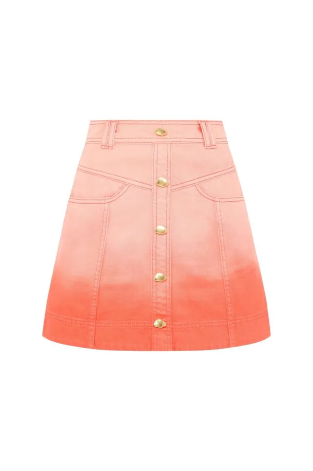Aje Skirts Ember Ombre Denim Mini Skirt Coral Sunset 8211 Women Aje Skirts Ember Ombre Denim Mini Skirt Coral Sunset 8211 Women