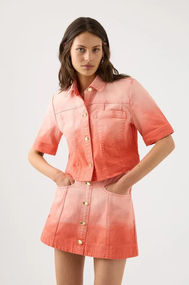 Aje Skirts Ember Ombre Denim Mini Skirt Coral Sunset 8211 Women Aje Skirts Ember Ombre Denim Mini Skirt Coral Sunset 8211 Women