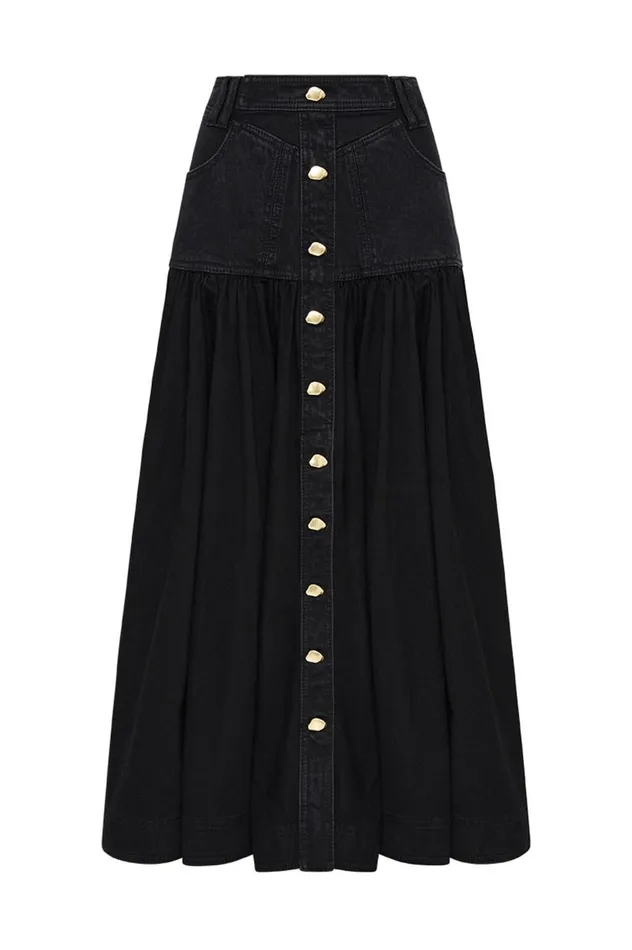Aje Skirts Maya Belmond Denim Midi Skirt Black 8211 Women Aje Skirts Maya Belmond Denim Midi Skirt Black 8211 Women