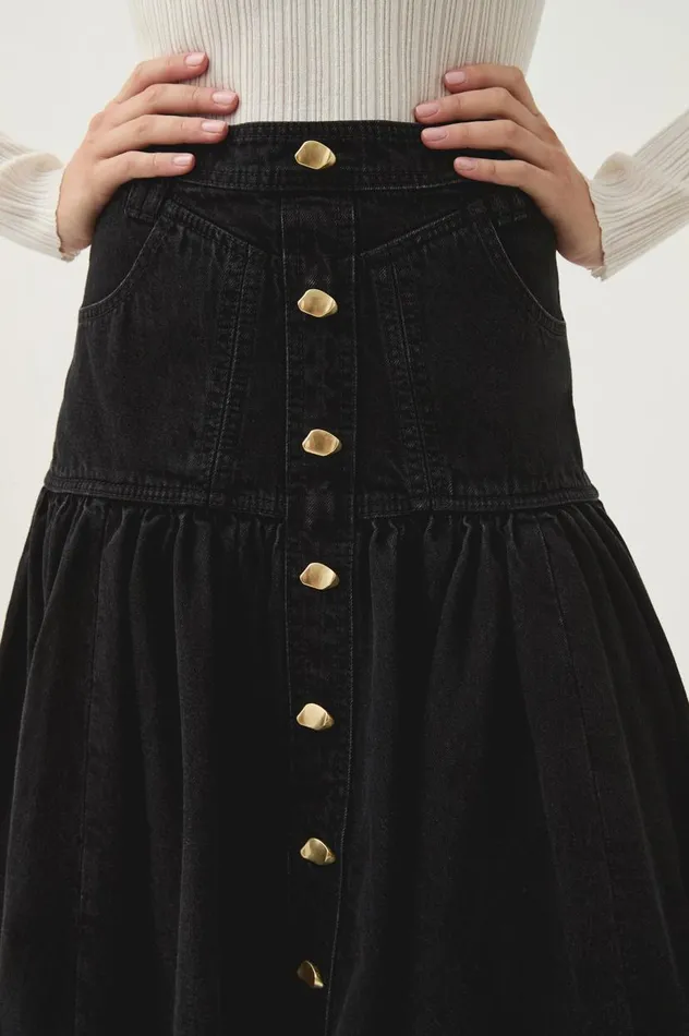 Aje Skirts Maya Belmond Denim Midi Skirt Black 8211 Women Aje Skirts Maya Belmond Denim Midi Skirt Black 8211 Women