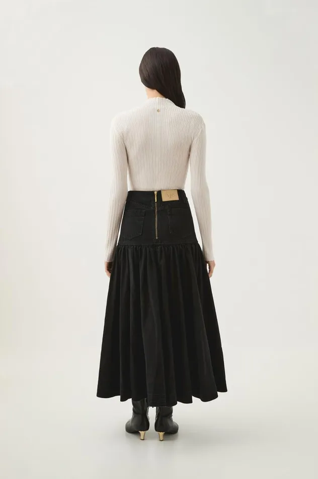 Aje Skirts Maya Belmond Denim Midi Skirt Black 8211 Women Aje Skirts Maya Belmond Denim Midi Skirt Black 8211 Women