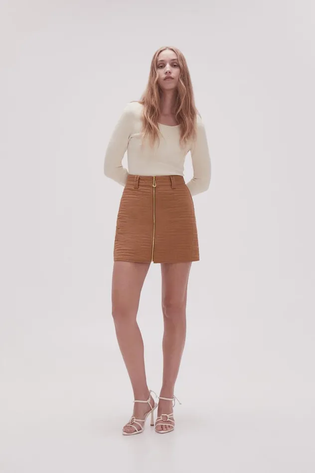 Aje Skirts Surrealist Quilted Mini Skirt Tawny Brown 8211 Women Aje Skirts Surrealist Quilted Mini Skirt Tawny Brown 8211 Women