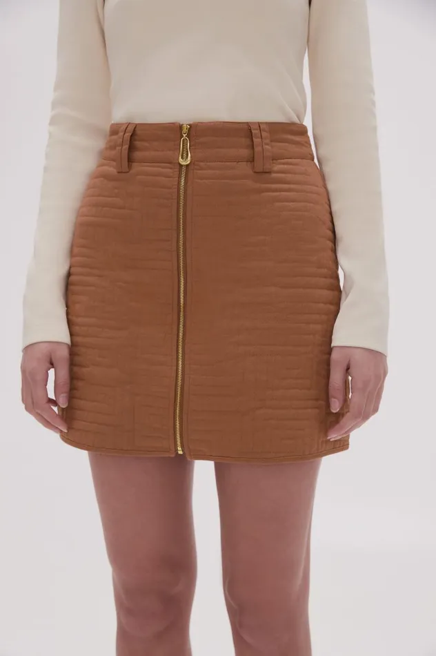 Aje Skirts Surrealist Quilted Mini Skirt Tawny Brown 8211 Women Aje Skirts Surrealist Quilted Mini Skirt Tawny Brown 8211 Women