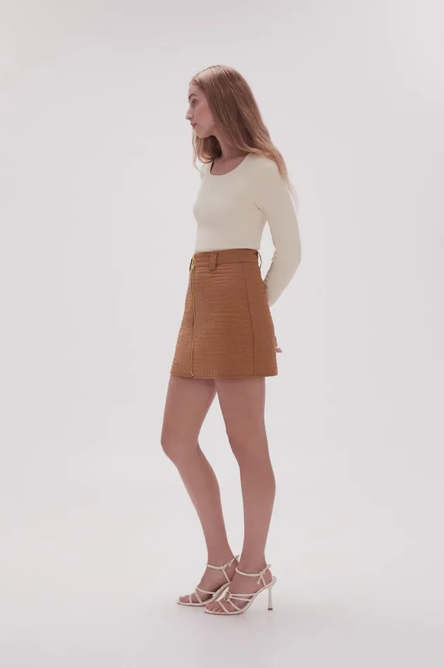 Aje Skirts Surrealist Quilted Mini Skirt Tawny Brown 8211 Women Aje Skirts Surrealist Quilted Mini Skirt Tawny Brown 8211 Women