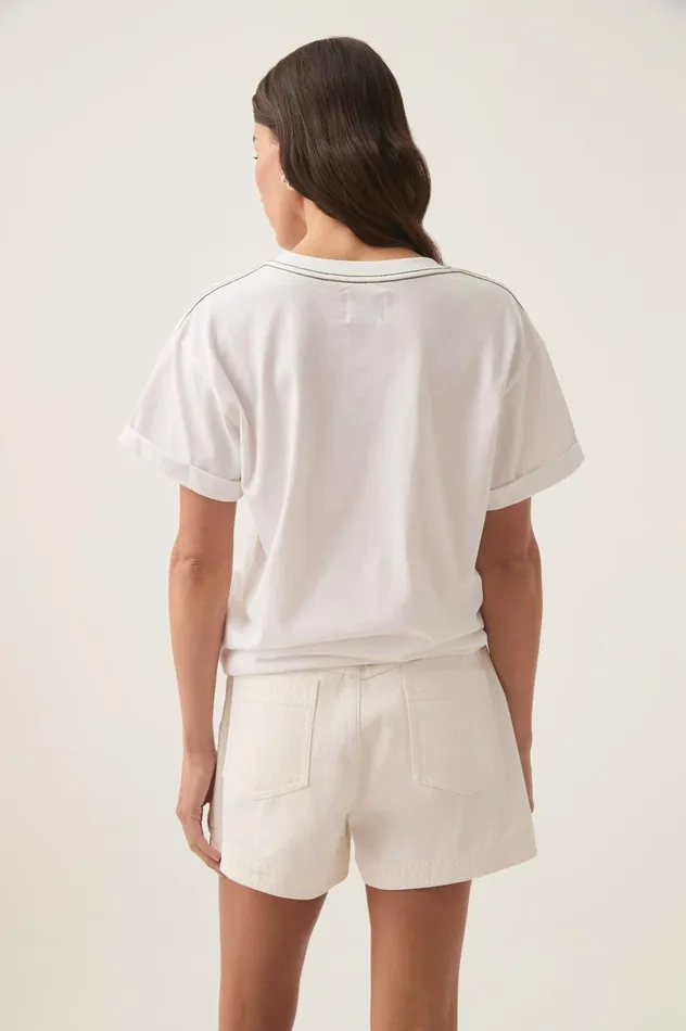 Aje Tees Alice Embroidered Logo Tee Whitekhaki 8211 Women Aje Tees Alice Embroidered Logo Tee Whitekhaki 8211 Women
