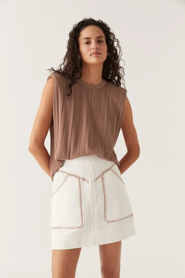 Aje Tees Seraphina Shoulder Pad Tank Chocolate Brown 8211 Women
