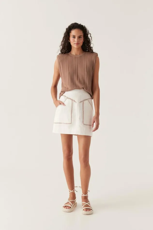 Aje Tees Seraphina Shoulder Pad Tank Chocolate Brown 8211 Women Aje Tees Seraphina Shoulder Pad Tank Chocolate Brown 8211 Women