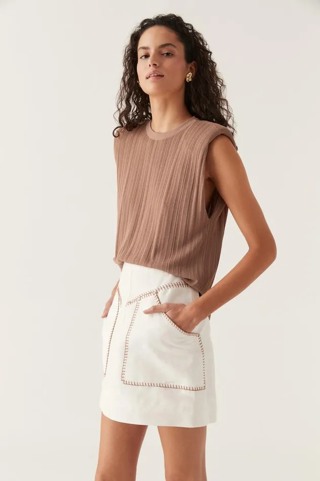 Aje Tees Seraphina Shoulder Pad Tank Chocolate Brown 8211 Women Aje Tees Seraphina Shoulder Pad Tank Chocolate Brown 8211 Women