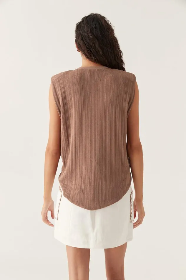Aje Tees Seraphina Shoulder Pad Tank Chocolate Brown 8211 Women Aje Tees Seraphina Shoulder Pad Tank Chocolate Brown 8211 Women