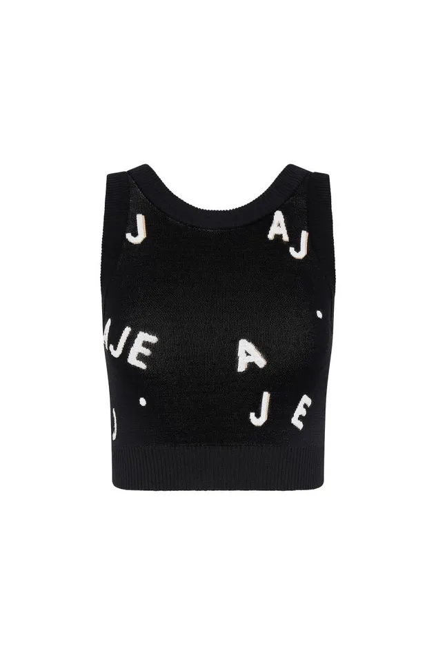 Aje Tops Decora Logo Sprinkle Knit Top Blackivorytawny Brown 8211 Women Aje Tops Decora Logo Sprinkle Knit Top Blackivorytawny Brown 8211 Women