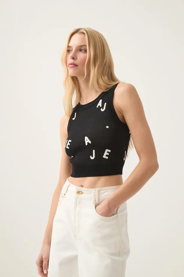 Aje Tops Decora Logo Sprinkle Knit Top Blackivorytawny Brown 8211 Women Aje Tops Decora Logo Sprinkle Knit Top Blackivorytawny Brown 8211 Women