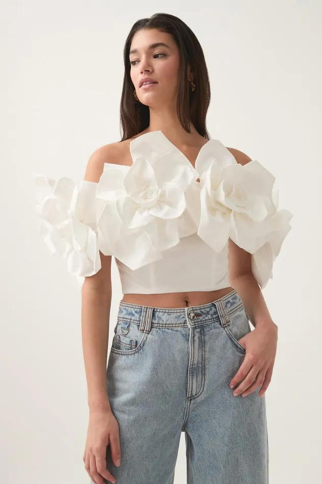 Aje Tops Etta Taffeta Top Ivory 8211 Women