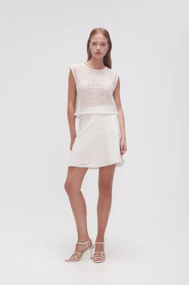 Aje Tops Freya Diamond Pearl Shell Top Ivory 8211 Women