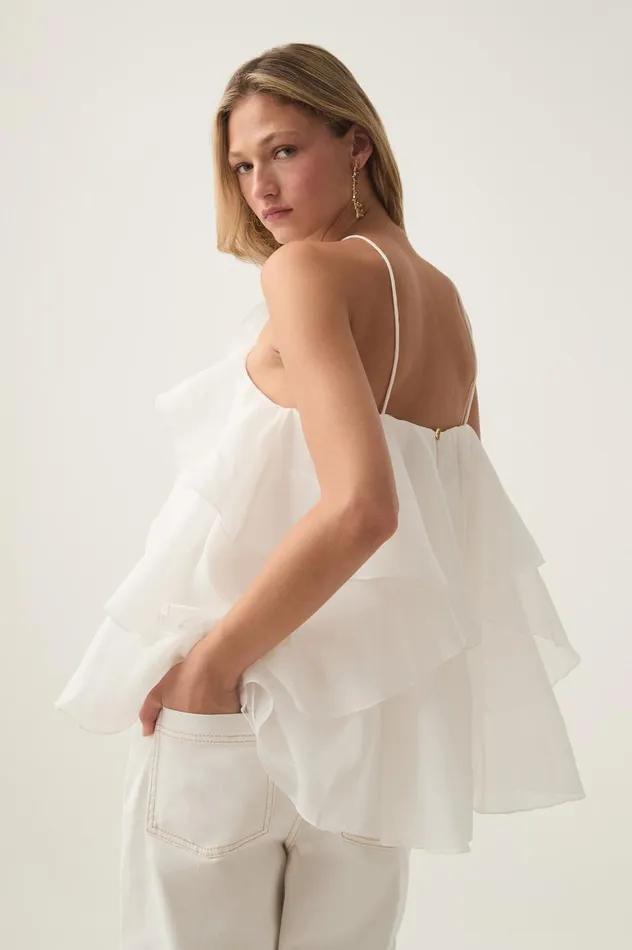 Aje Tops Pandorea Layered Top Ivory 8211 Women Aje Tops Pandorea Layered Top Ivory 8211 Women