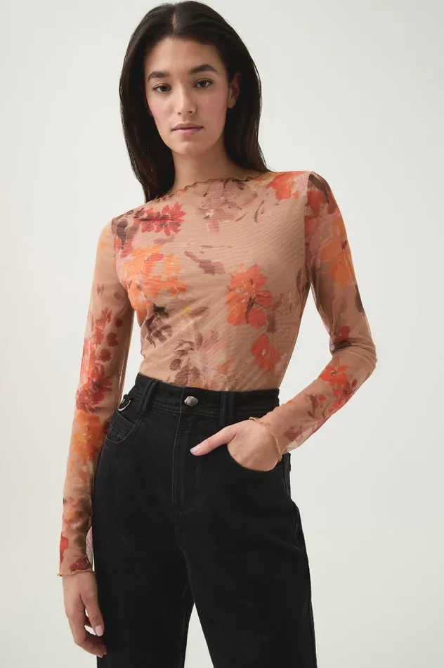 Aje Tops Portal Mesh Skivvy Meadow Blooms 8211 Women
