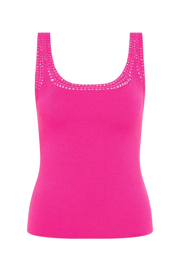 Aje Tops Tazia Crocheted Edge Tank Azalea Pink 8211 Women Aje Tops Tazia Crocheted Edge Tank Azalea Pink 8211 Women