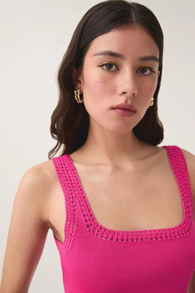 Aje Tops Tazia Crocheted Edge Tank Azalea Pink 8211 Women Aje Tops Tazia Crocheted Edge Tank Azalea Pink 8211 Women