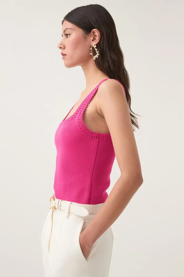 Aje Tops Tazia Crocheted Edge Tank Azalea Pink 8211 Women Aje Tops Tazia Crocheted Edge Tank Azalea Pink 8211 Women