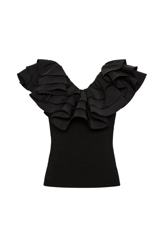 Aje Tops Transcendent Ruffle Top Black 8211 Women Aje Tops Transcendent Ruffle Top Black 8211 Women