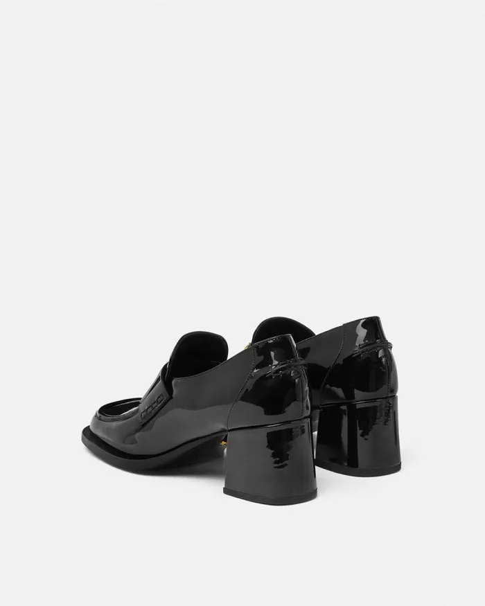 Alia Patent Loafer Pumps 55 Mm Blackgold Women Versace Loafers and Flats