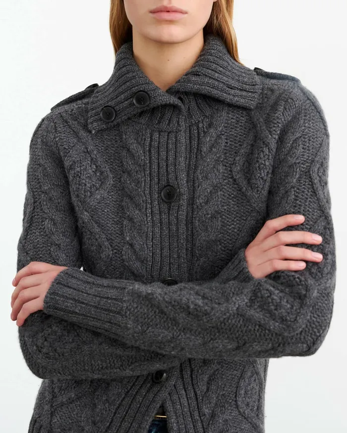 ALLEGRA CARDIGAN Dark Grey Melange Women Nili Lotan Knits and Sweaters