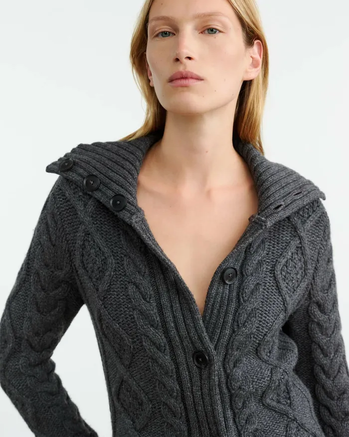 ALLEGRA CARDIGAN Dark Grey Melange Women Nili Lotan Knits and Sweaters