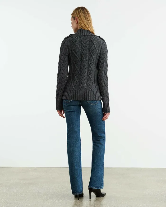 ALLEGRA CARDIGAN Dark Grey Melange Women Nili Lotan Knits and Sweaters