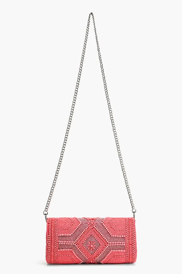 America and Beyond Clutches Women Raspberry Royale Embellished Evening Clutch