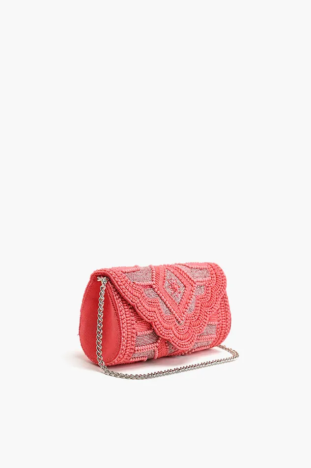 America and Beyond Clutches Women Raspberry Royale Embellished Evening Clutch