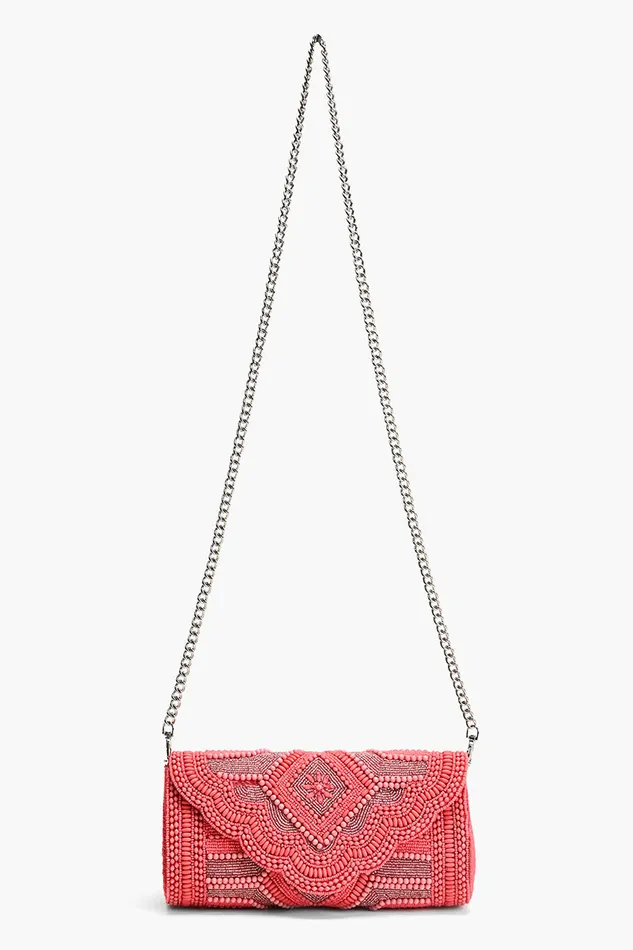 America and Beyond Clutches Women Raspberry Royale Embellished Evening Clutch