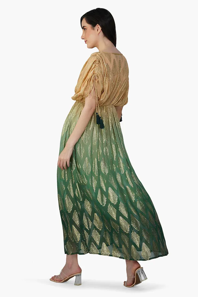 America and Beyond Dresses Women Jungle Green Ombray Lurex Maxi Dress