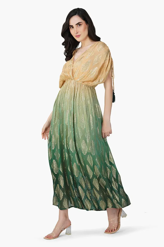 America and Beyond Dresses Women Jungle Green Ombray Lurex Maxi Dress
